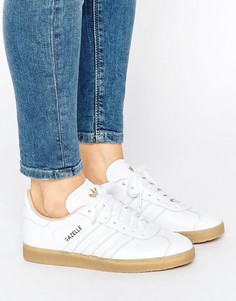 Белые кожаные кроссовки на резиновой подошве adidas Originals Gazelle - Белый