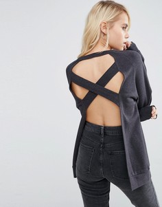 Выбеленный свитшот с перекрестными лямками сзади ASOS - Серый