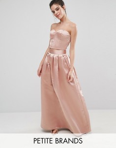 Атласная юбка макси Chi Chi London Petite - Розовый