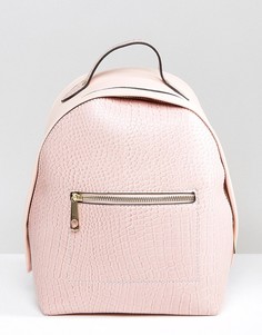 Рюкзак с эффектом крокодиловой кожи и монохромными ремешками Yoki - Розовый
