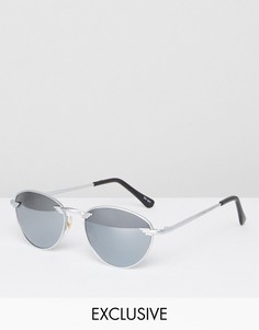 Солнцезащитные очки в круглой серебристой оправе Reclaimed Vintage - Серебряный