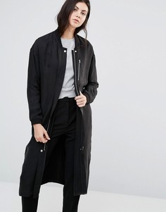 Длинное прямое пальто Minimum Seija - Черный
