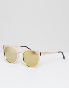 Солнцезащитные очки в стиле ретро с зеркальными стеклами ASOS - Золотой