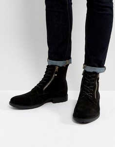 Черные ботинки со шнуровкой и двумя молниями ASOS - Черный