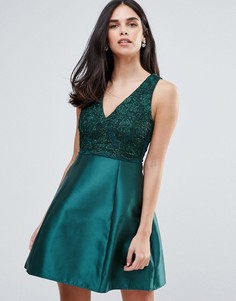 Короткое приталенное платье с декоративной отделкой AX Paris - Зеленый