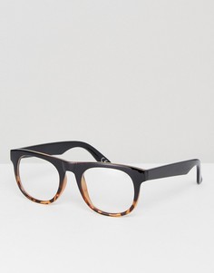 Квадратные очки в черепаховой оправе с прозрачными стеклами ASOS - Коричневый