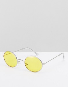 Овальные солнцезащитные очки с желтыми стеклами ASOS - Желтый