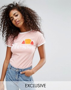Футболка с логотипом и сетчатой вставкой на спине Ellesse - Розовый