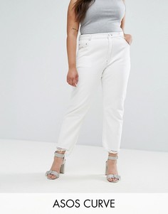 Белые прямые джинсы с необработанными краями ASOS CURVE FLORENCE - Белый