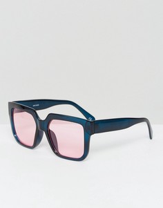 Квадратные солнцезащитные очки с красными стеклами ASOS - Черный