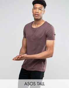 Коричневая футболка с овальным вырезом ASOS TALL - Коричневый
