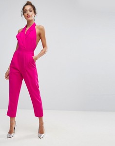 Комбинезон-халтер с лацканами и широкими брюками ASOS Tailored - Розовый