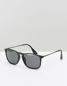 Черные квадратные солнцезащитные очки с металлическими дужками ASOS - Черный