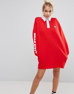 Платье-рубашка в стиле регби Lazy Oaf X Hello Kitty - Красный