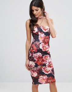 Платье-бандо миди с принтом роз Jessica Wright - Мульти