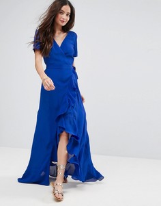 Чайное платье макси с оборками и открытой спиной ASOS - Синий