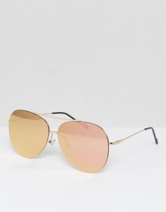 Солнцезащитные очки-авиаторы с розовыми стеклами Jeepers Peepers - Золотой