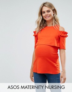 Трикотажный топ с вырезами на плечах ASOS Maternity NURSING - Красный