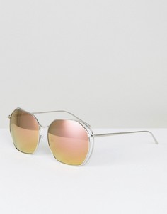 Большие солнцезащитные очки в стиле ретро Quay Australia Bae - Серебряный