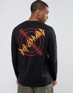 Oversize-лонгслив с принтом Def Leppard ASOS - Черный