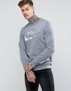 Серый свитшот с камуфляжным логотипом Nike AA1198-065 - Серый