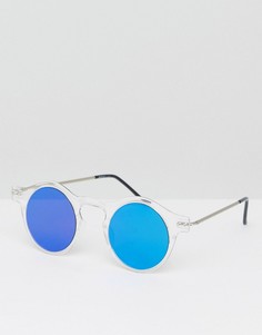 Круглые солнцезащитные очки с синими стеклами Spitfire Nexus - Серебряный