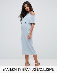 Двухслойное приталенное платье миди Bluebelle Maternity - Синий