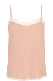 Шелковый топ с кружевной отделкой Zadig&amp;Voltaire