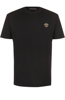 Хлопковая футболка с контрастной вышивкой Versace