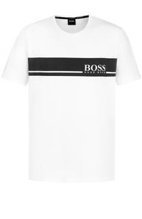 Хлопковая футболка с круглым вырезом BOSS