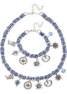 Комплект в традиционном стиле Октоберфеста: цепочка + браслет (2 изд.) (серебристый/синий) Bonprix