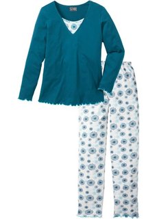 Пижама с длинными брюками (сине-зеленый с рисунком) Bonprix