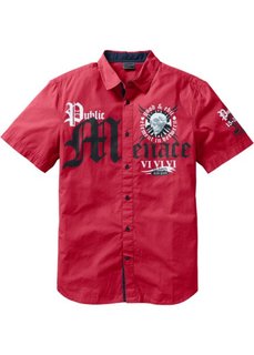 Рубашка Slim Fit с коротким рукавом (темно-красный) Bonprix