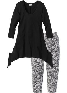 Пижама с легинсами капри (черный с рисунком) Bonprix