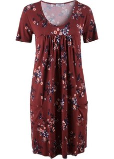 Трикотажное платье-блузон с коротким рукавом (красный в цветочек) Bonprix