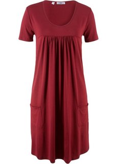 Трикотажное платье-блузон с коротким рукавом (красный) Bonprix