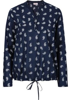 Туника с длинным рукавом и принтом (темно-синий) Bonprix