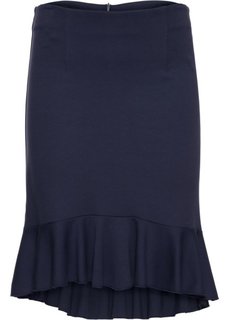 Трикотажная юбка с воланом (темно-синий) Bonprix