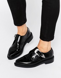 Кожаные туфли в стиле вестерн с острым носком T.U.K. - Черный