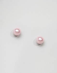 Серьги-гвоздики с искусственным жемчугом Pieces Medio - Розовый
