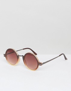 Круглые солнцезащитные очки в толстой коричневой оправе AJ Morgan Rotunda - Коричневый