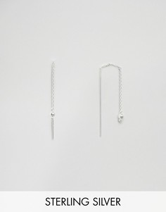 Миниатюрные серебряные серьги с цепочками и шарами ASOS - Серебряный