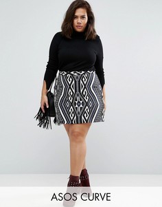 Жаккардовая мини-юбка ASOS CURVE - Мульти