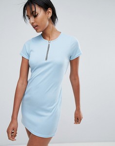 Платье-футболка с поясом и молнией Daisy Street - Синий