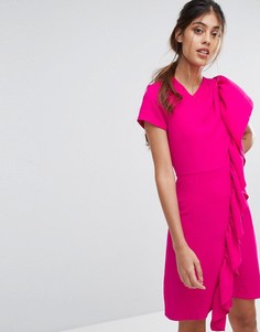 Платье мини с асимметричной оборкой Closet - Розовый