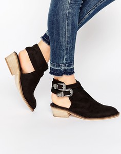 Черные ботинки в стиле вестерн с вырезом и пряжками Glamorous - Черный