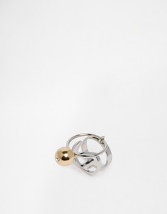 Двухслойное кольцо абстрактной формы Monki - Серебряный