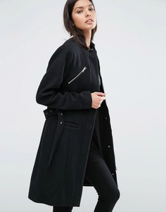 Приталенное пальто с молниями спереди Y.A.S Alia - Черный