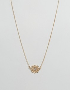 Ожерелье с цветочной подвеской из камней DesignB - Золотой