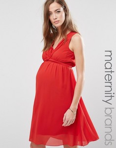 Короткое приталенное платье для беременных Mamalicious Maternity Calla - Красный Mama.Licious